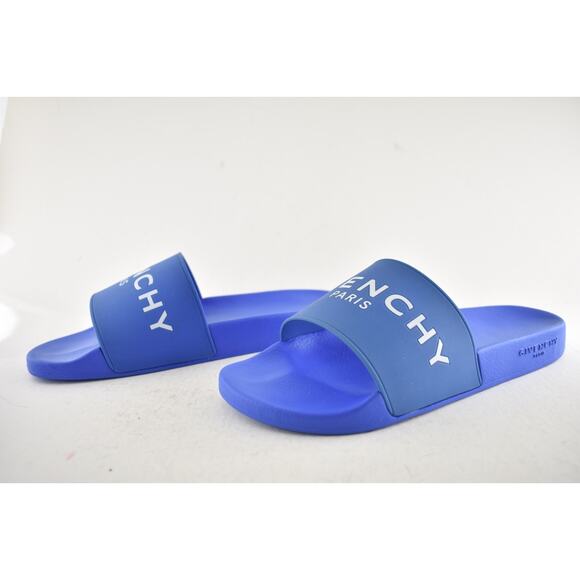 Givenchy Paris Blue White Logo Rubber Pool Slide Sandal Flip Flop Flat 44 11 main image 8